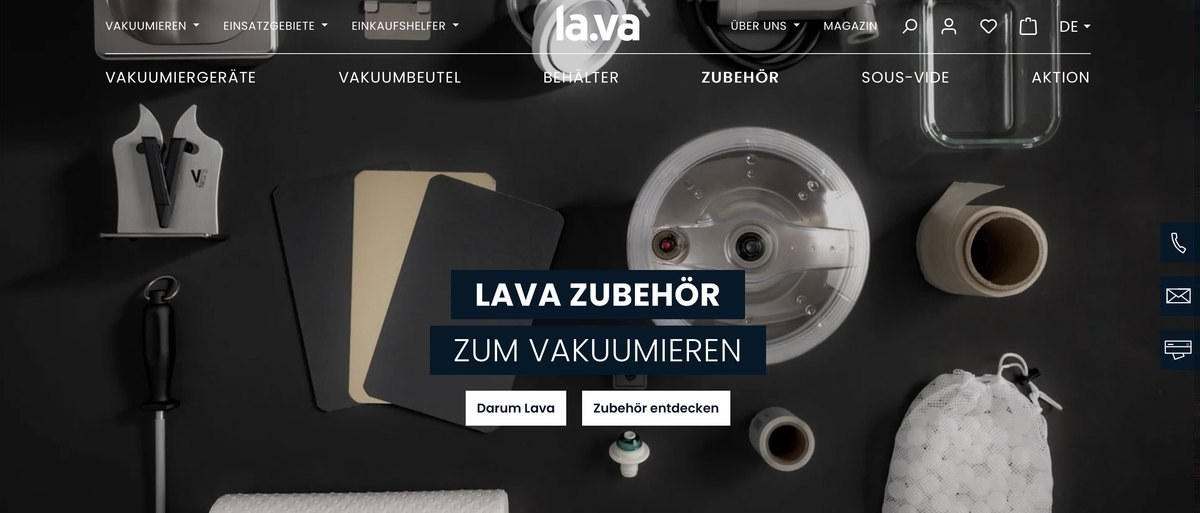 Screenshot eines Onlineshops mit Vakuumierzubehör